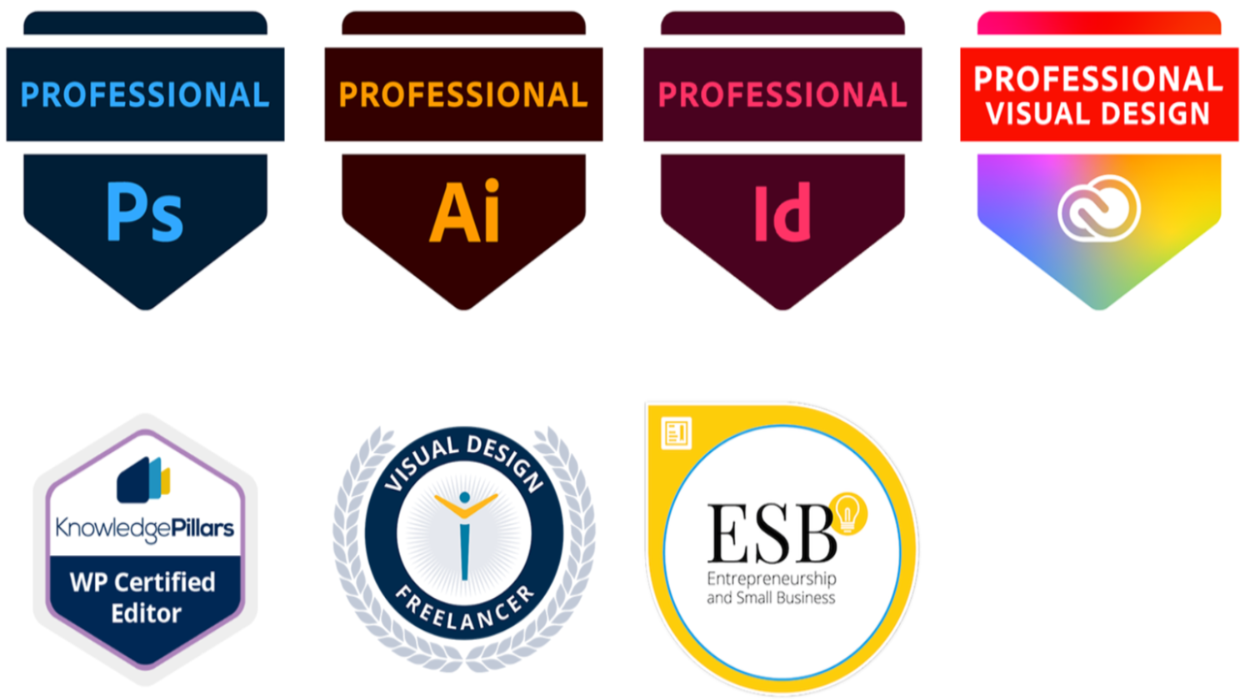 Collection of professional certification and badge logos